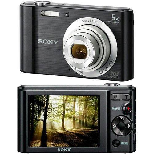 Câmera Digital Sony W800 Preta 20.1MP, 5x Zoom Óptico - Câmera